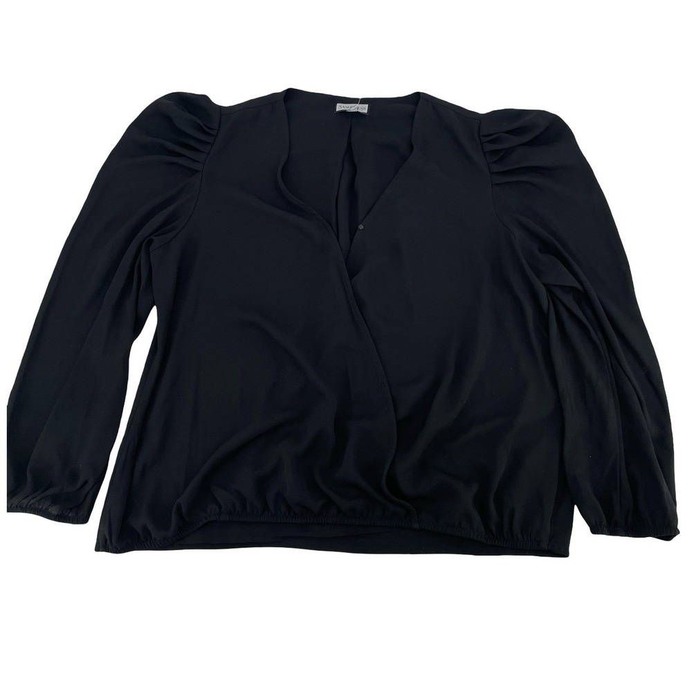 Sam and Jess Blouse Surplice V-Neck XL Black Good